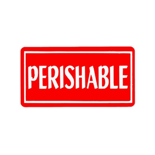 Vintage Red and White Perishable Sticker
