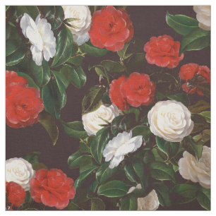 Vintage Red and White Roses Fabric