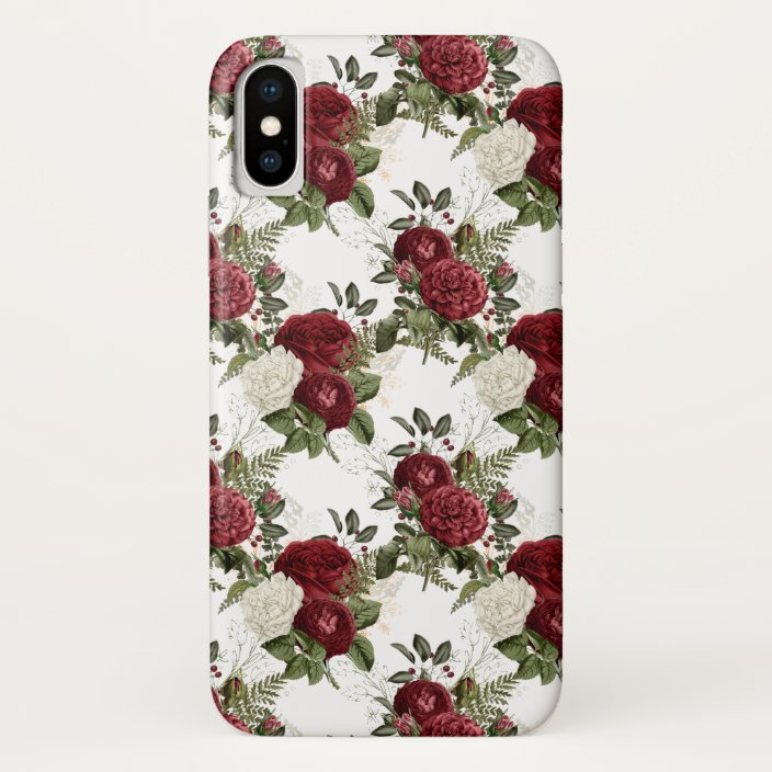 Vintage Red And White Roses Wallpaper Pattern Case Mate Iphone