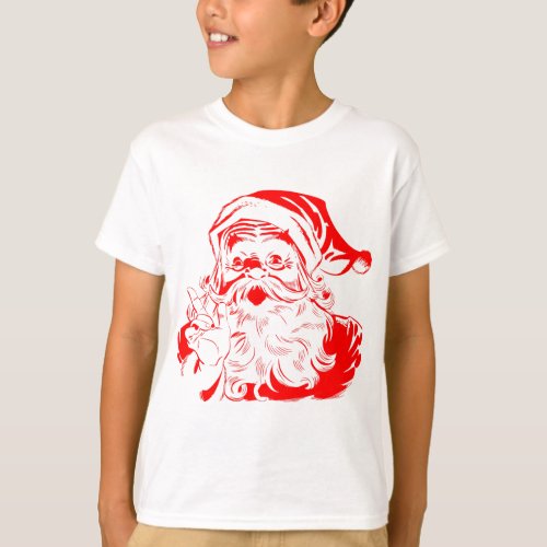 Vintage Red and White Santa Claus T_Shirt