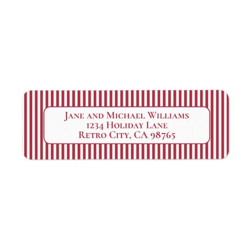 Vintage Red and White Simple Christmas Stripe Label