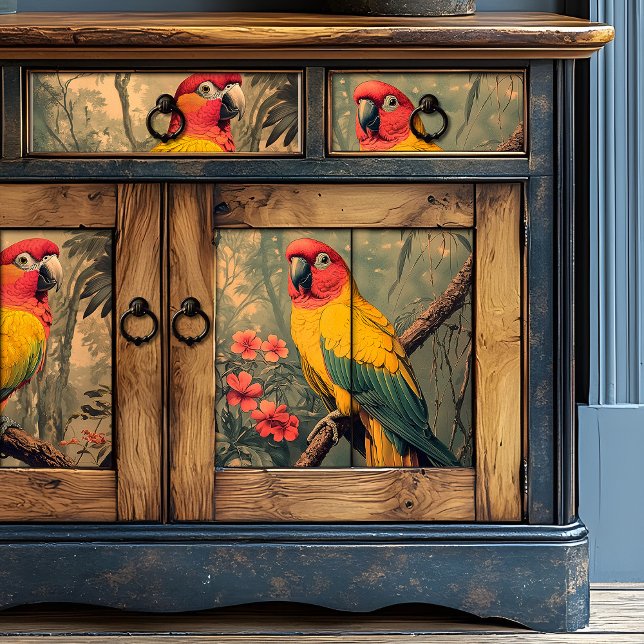 Vintage Red and Yellow Jungle Parrot Tissue Paper (Creator Uploaded)