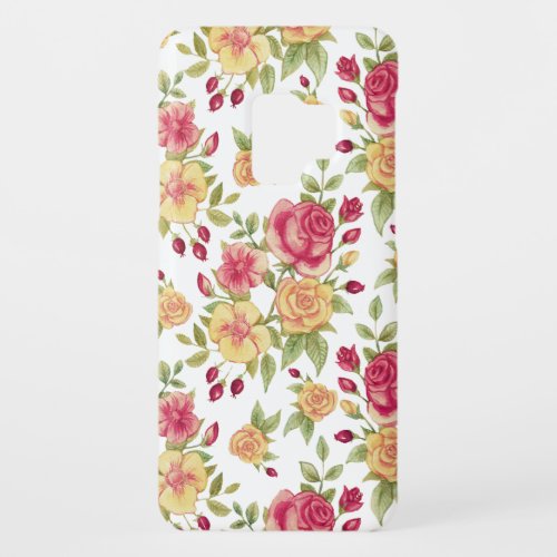 Vintage Red and Yellow Roses and Rose Bud Pattern Case_Mate Samsung Galaxy S9 Case