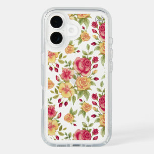 Vintage Red and Yellow Roses and Rose Bud Pattern iPhone 16 Case