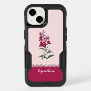 Vintage Red Anterinum Flower with Pink Accents OtterBox iPhone 14 Case