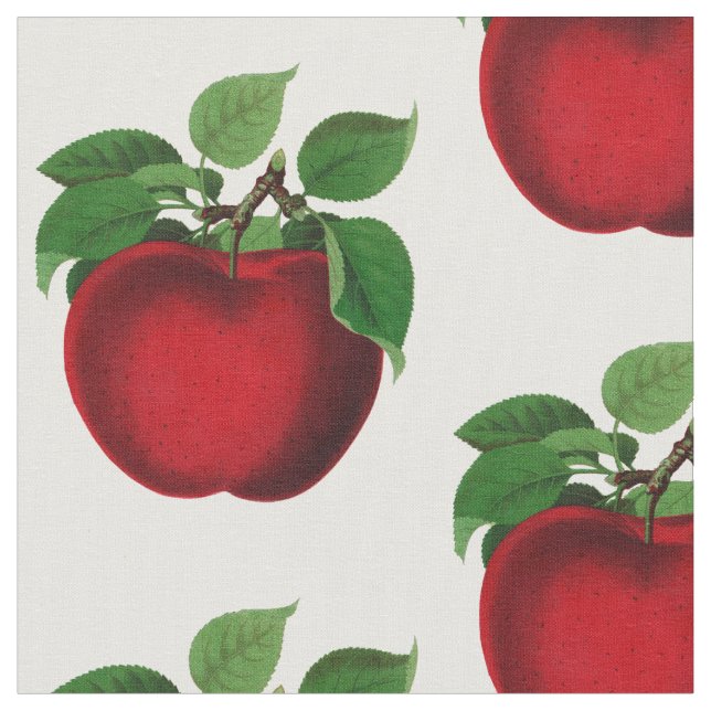 Vintage Red Apple Fabric (Close Up)
