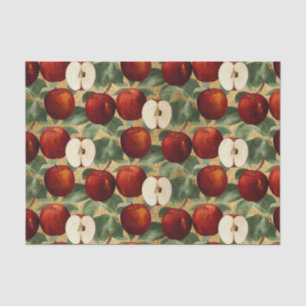 Vintage Red Apple Watercolor Botanical Decoupage Tissue Paper