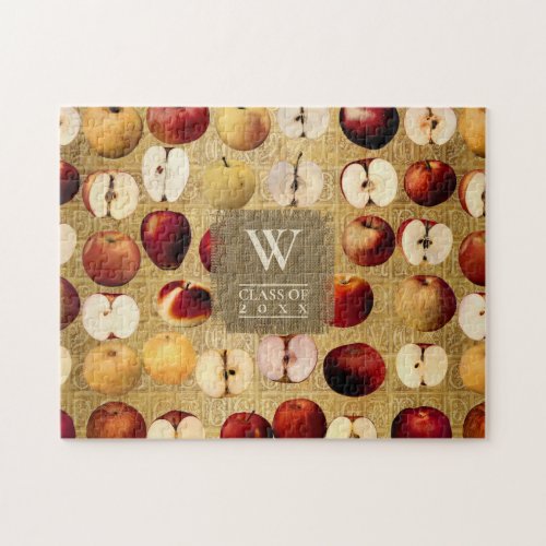 Vintage Red Apples Gold Class Year Jigsaw Puzzle