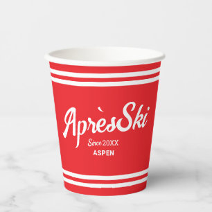 Vintage Red Apres Ski Custom Ski Resort Party Paper Cups