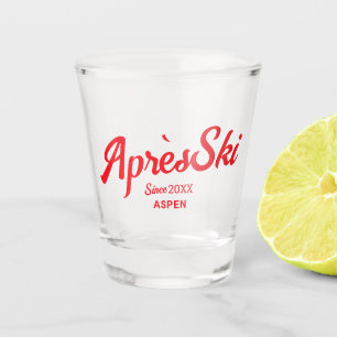 Vintage Red Apres Ski Custom Ski Resort Party Shot Glass