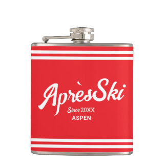 Vintage Red Apres Ski Custom Ski Resort & Year Flask
