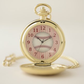 Vintage Red Baseball Pocket Watch Gift