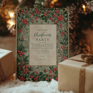 Vintage Red Berries Christmas Invitation