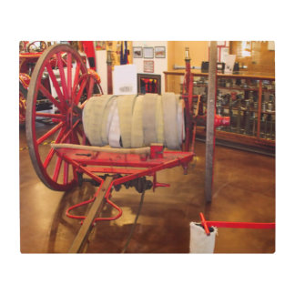 Vintage Red Big Wheel Fire Hose Reel   Metal Print