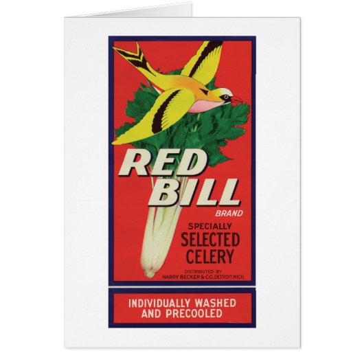 Vintage Red Bill Celery Label Cards (Front)
