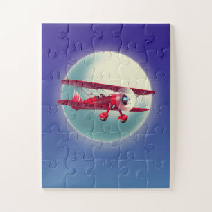 Vintage Red Biplane Jigsaw Puzzle