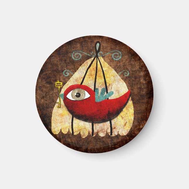 Vintage Red Bird Magnet (Front)