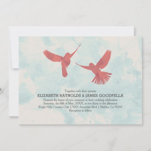 Vintage Red Bird Wedding Invitations