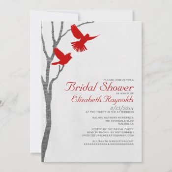 Vintage Red Birds Bridal Shower Invitations by topinvitations at Zazzle