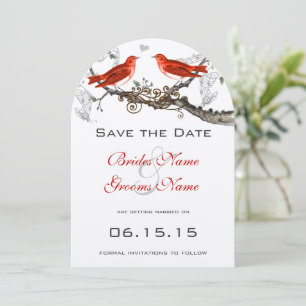 Vintage Red Birds Wedding Save the Date