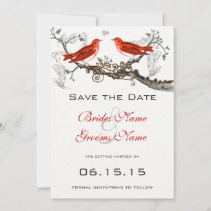 Vintage Red Birds Wedding Save the Date