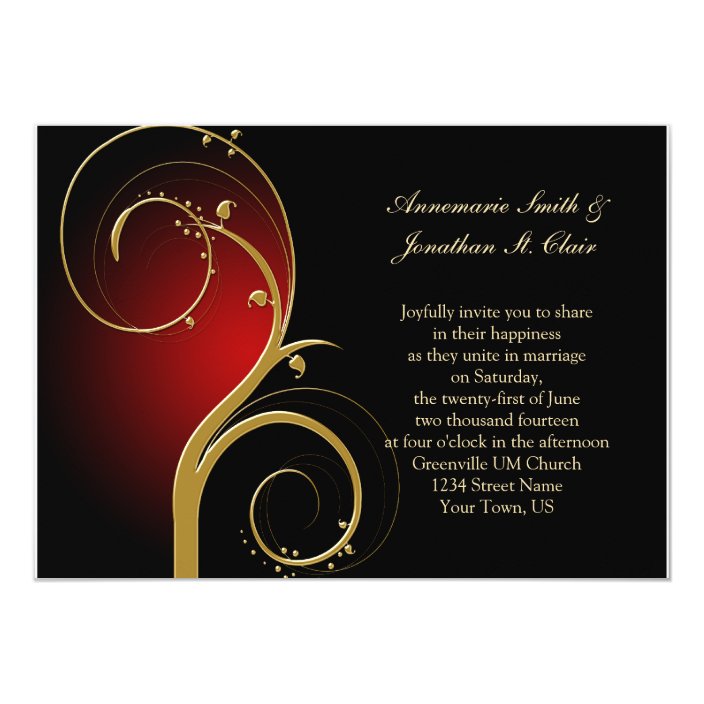 Vintage Red Black And Gold Wedding Invitation Zazzle Com