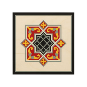 Vintage Red Black Barcelona Tile Geometric Art