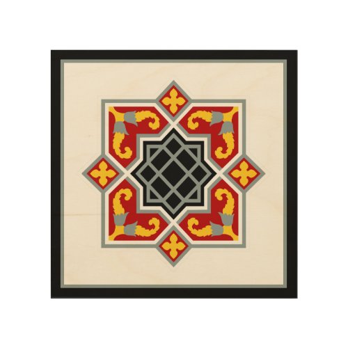 Vintage Red Black Barcelona Tile Geometric Art