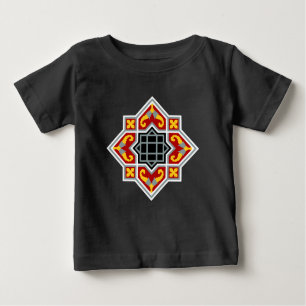 Vintage Red Black Barcelona Tile Geometric Art Baby T-Shirt