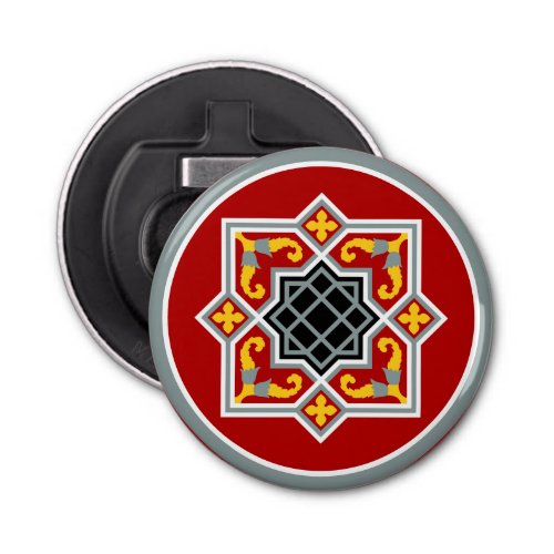 Vintage Red Black Barcelona Tile Geometric Art Bottle Opener