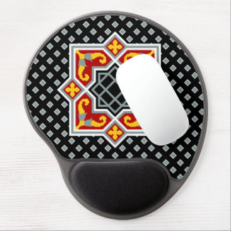 Vintage Red Black Barcelona Tile Geometric Art Gel Mouse Pad