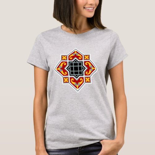 Vintage Red Black Barcelona Tile Geometric Art T_Shirt