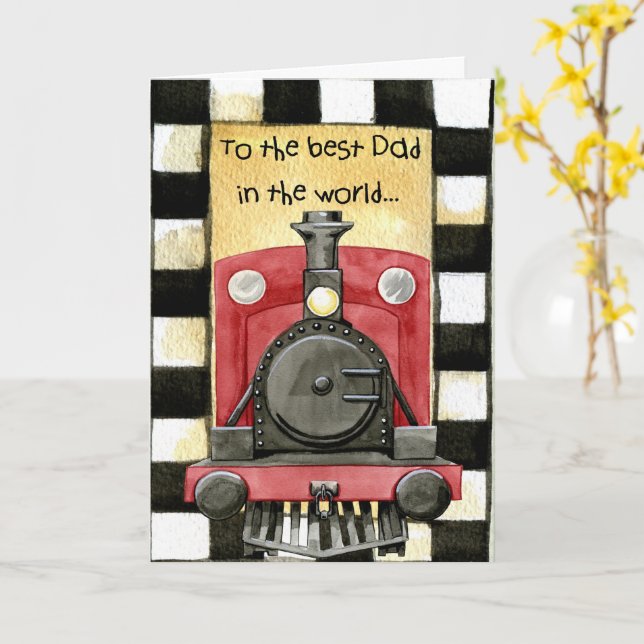 Vintage Red Black Fathers Day Card (Yellow Flower)