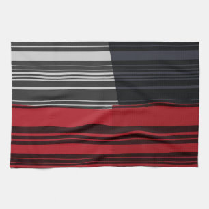Vintage Red Black Grey Stripes Art Pattern Towel