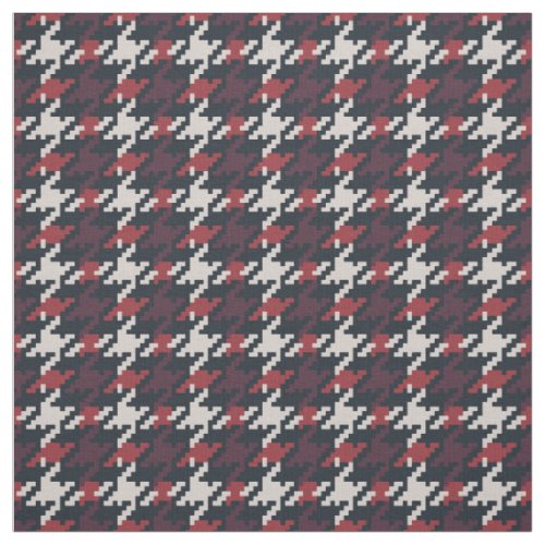 Vintage red black houndstooth plaid pattern fabric