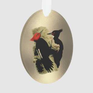Vintage Red Black Magellanic Woodpeckers Christmas Ornament