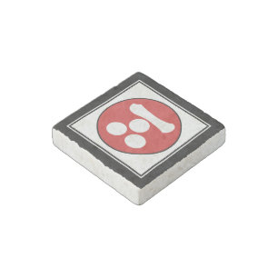 Vintage Red Black Mori Japan Samurai Mon Oriental Stone Magnet