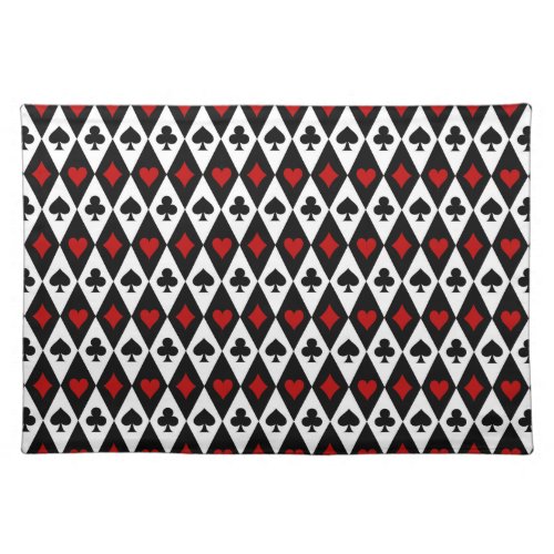 Vintage Red Black Playing Cards Symbols Cloth Placemat