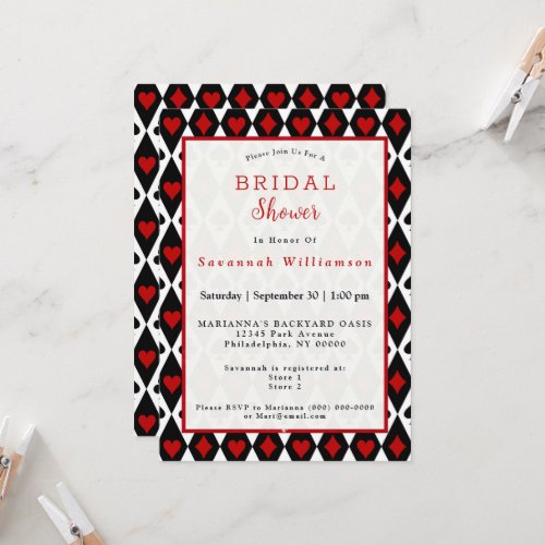 Vintage Red Black Symbols Bridal Shower Invitation