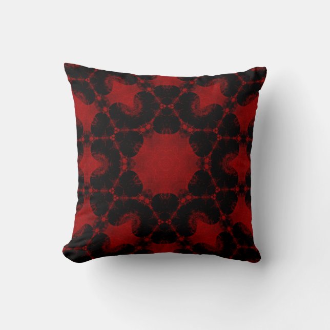 Vintage Red, Black Tapestry Pillow (Front)