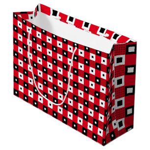 Vintage red black & white checkered aesthetic large gift bag