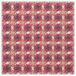Vintage red black white houndstooth plaid pattern fabric