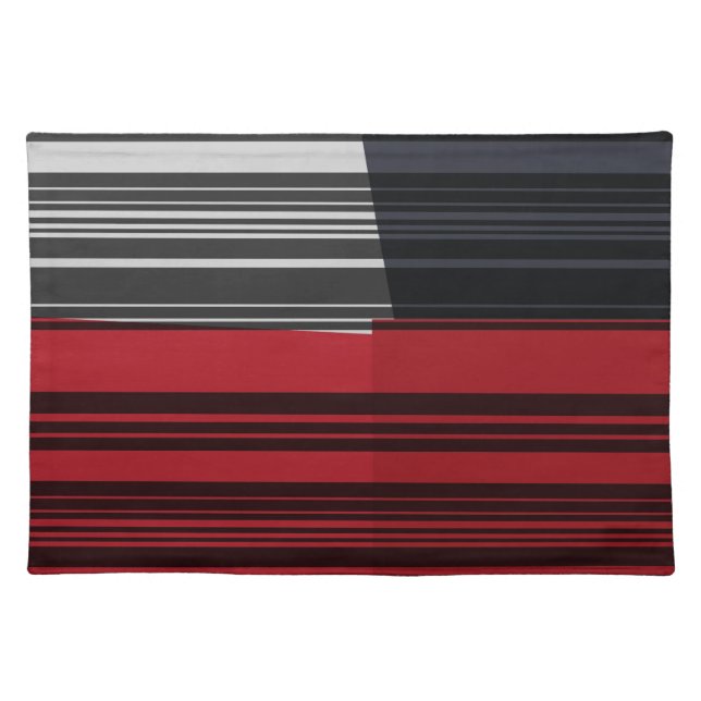 Vintage Red Black White Stripes Art Pattern Placemat (Front)