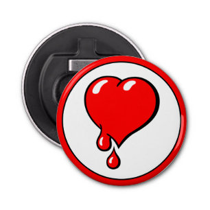 Vintage Red Bleeding Heart Liberal Pop Art Bottle Opener