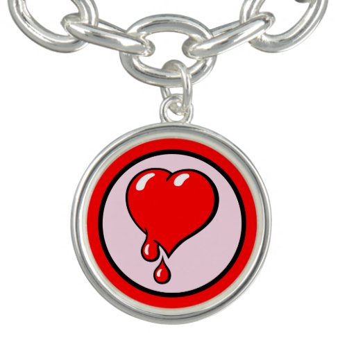Vintage Red Bleeding Heart Liberal Pop Art Bracelet