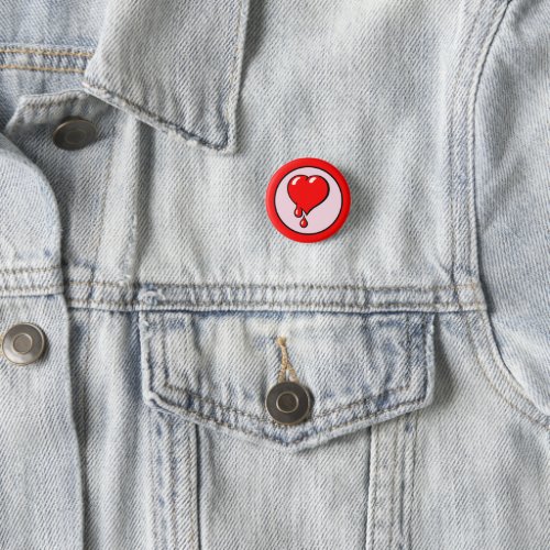 Vintage Red Bleeding Heart Liberal Pop Art Button