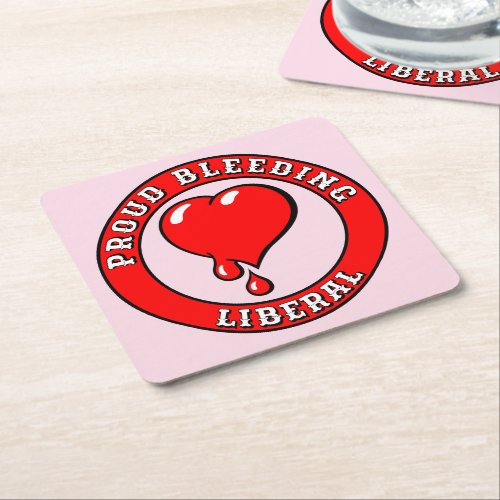 Vintage Red Bleeding Heart Liberal Pop Art Square Paper Coaster