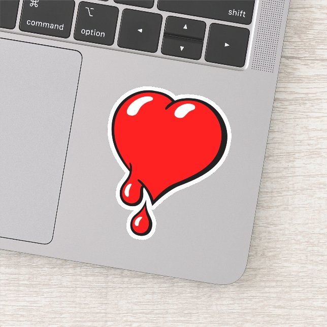 Vintage Red Bleeding Heart Liberal Pop Art Sticker (Detail)