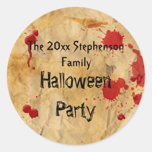 Vintage Red Blood Splatter Halloween Party Classic Round Sticker