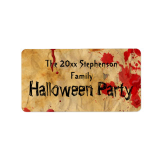 Vintage Red Blood Splatter Halloween Party Label
